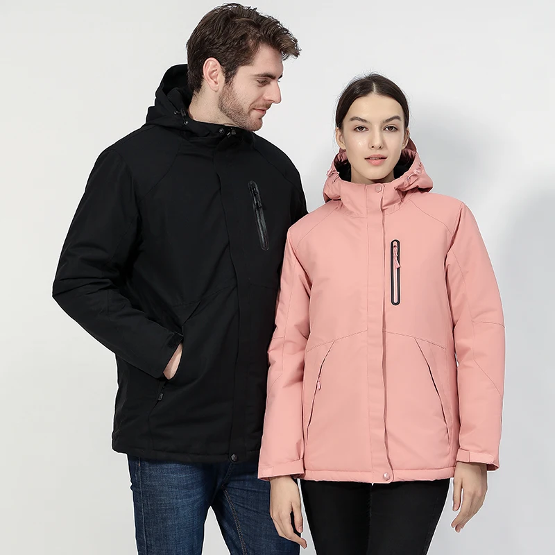 
Men Heated Hooded Coat Waterproof Outdoor Winter Jacket 