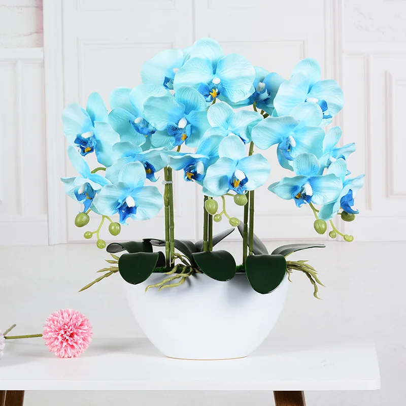Hot Selling Realistic Ceramic Pot Orchid Arrangement Natural Garden Artificial Potted Flowers Graduation Easter Christmas New