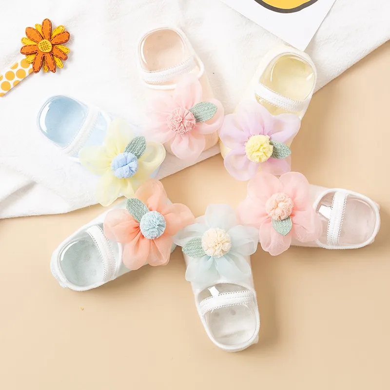 Baby spring and summer non-slip cotton socks Korean stocking gift box, children cute lace solid color girls lace socks