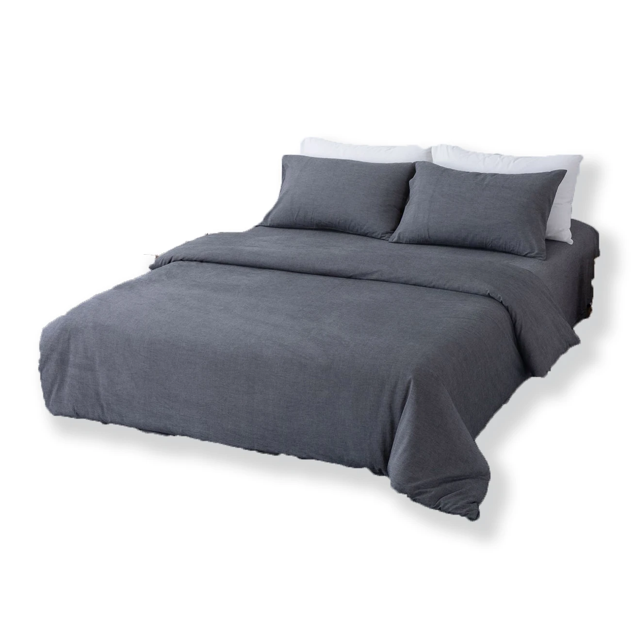 100% cotton yarn-dyed process washed cotton bed four-piece solid color single double bed single quilt cover