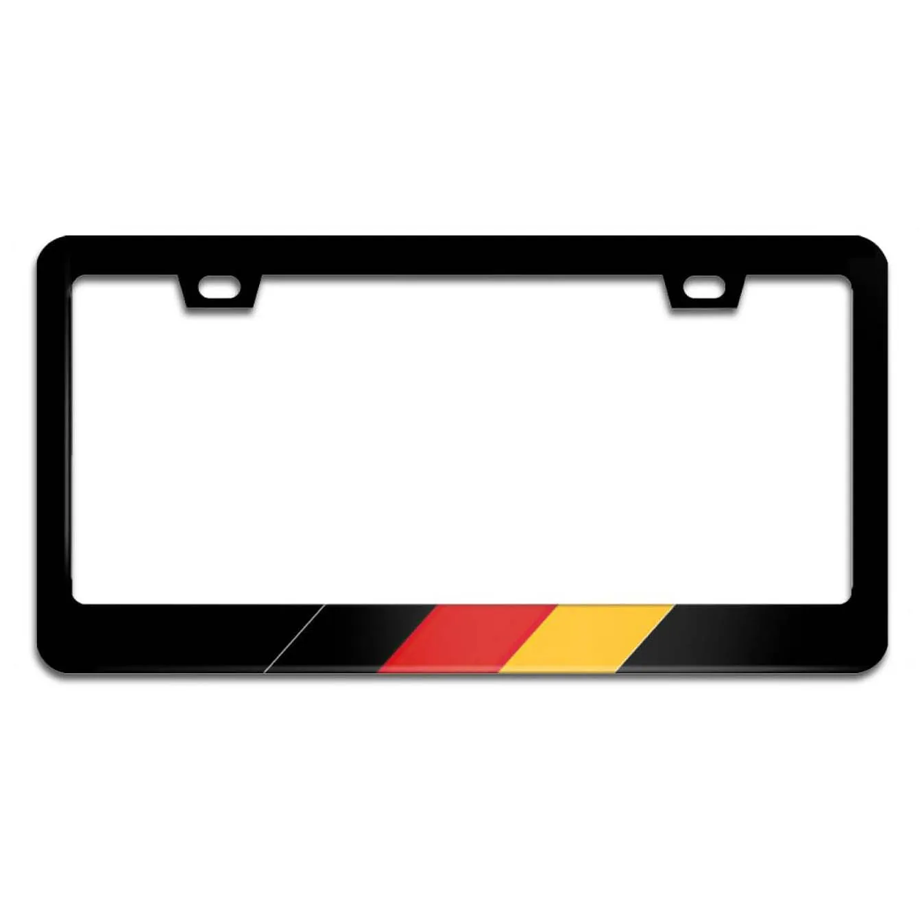 Germany Flag License Plate Frame Aluminum Black Car Cover Tag Holder with 2 Holes License Plate Cover for US Vehicles Standard