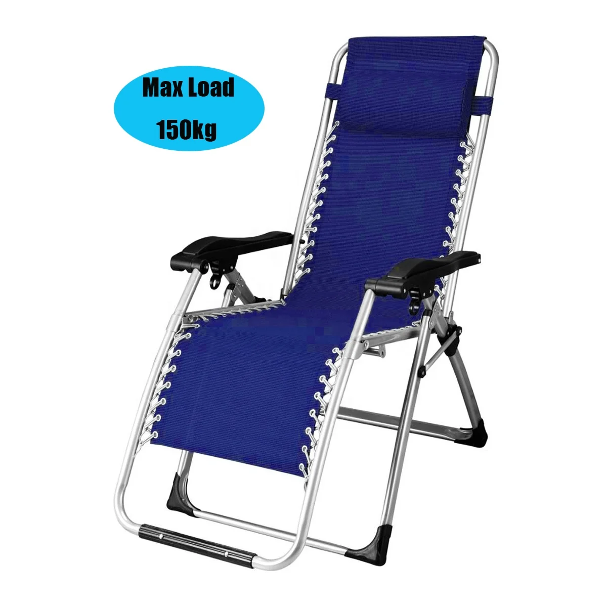 Outdoor Chaise Lounger With Cushion Fold Lounge Reclining Folding Steel Beach Chair  Zero Gravity Chair