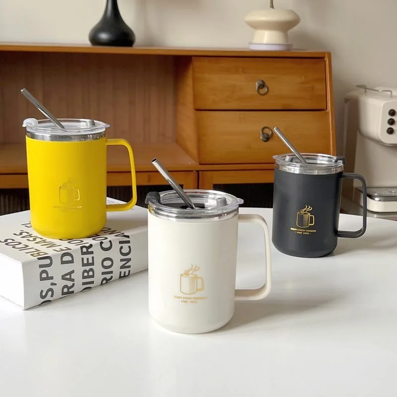 Yuedisi Wholesale 24oz 500ml Mugs Double Wall Office Cups 304 Stainless Steel Coffee Mugs with Handle