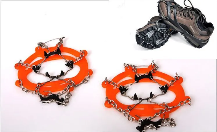 Crampons for Snow & Ice Climbing Stainless Steel with Silicone Chain & Grippers Shoes
