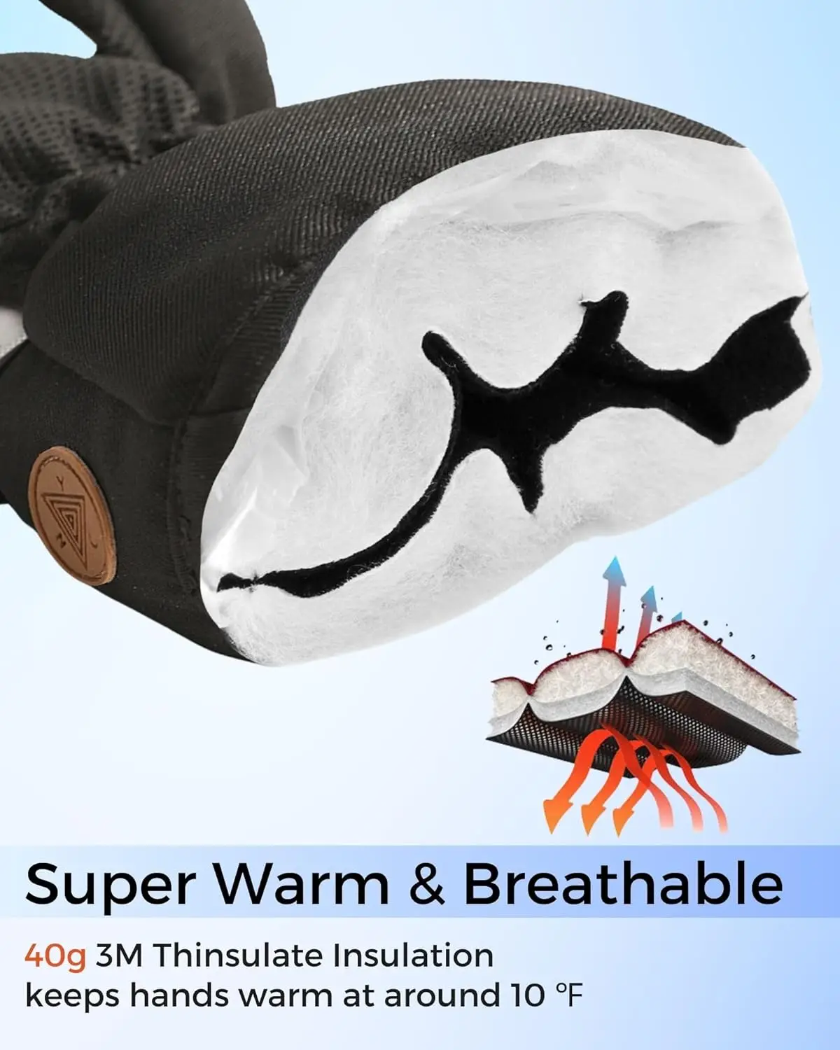 Kids Winter Ski Gloves Waterproof Cold Weather Snow Gloves 3M Thinsulate Warm Snowboard Gloves for Boys Girls