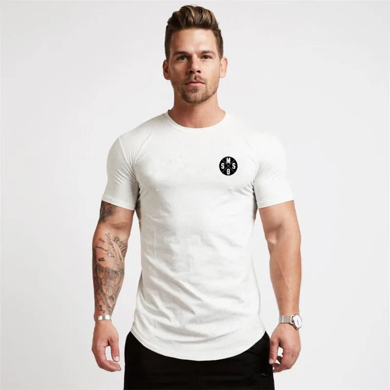 High Quality Cotton Men Running T Shirt Fitness Shirt Training Exercise Clothes Gym Sport Slim Fit Shirt Tops Lightweight