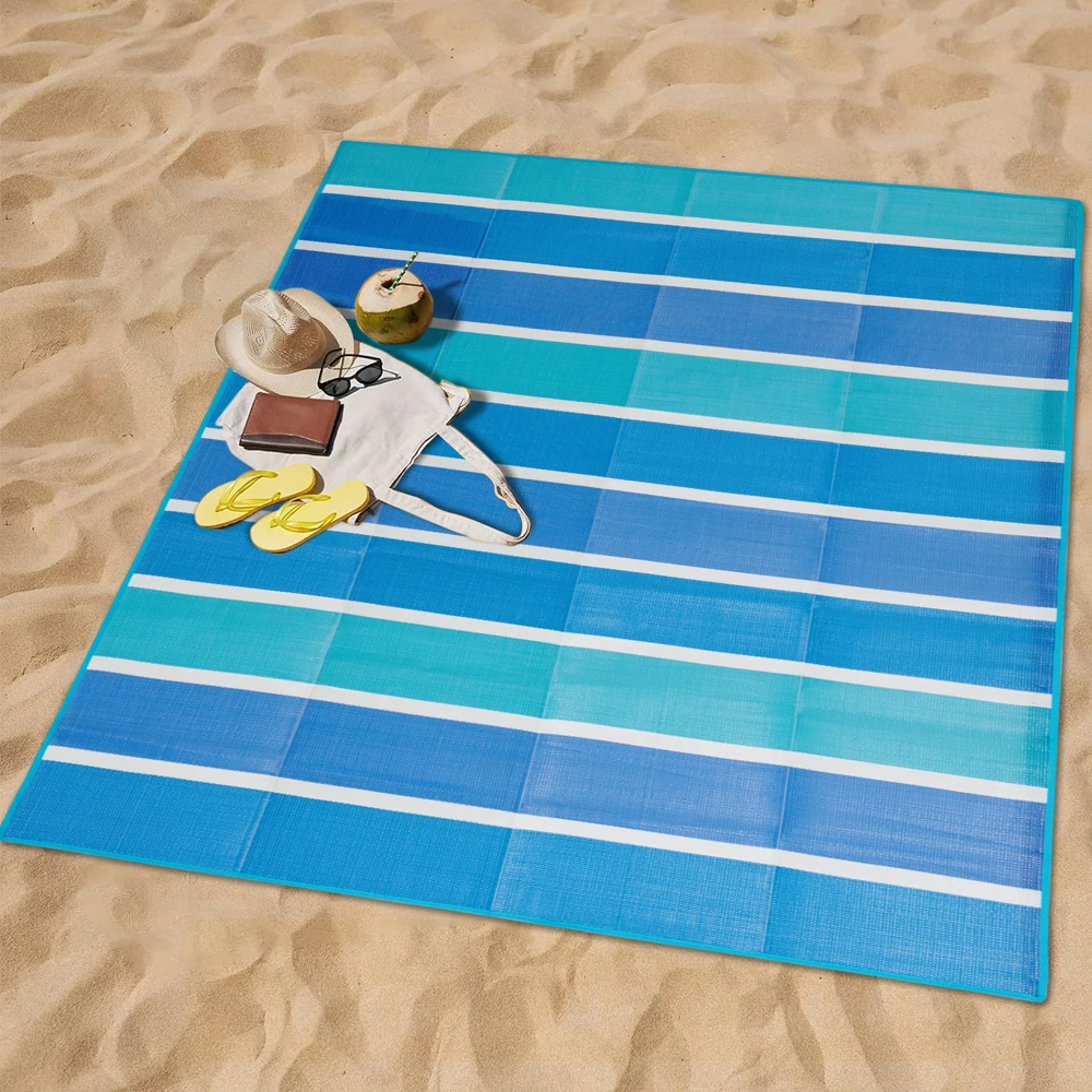 Beach mat PP pipe woven plastic beach rug portable folding portable outdoor picnic  mat