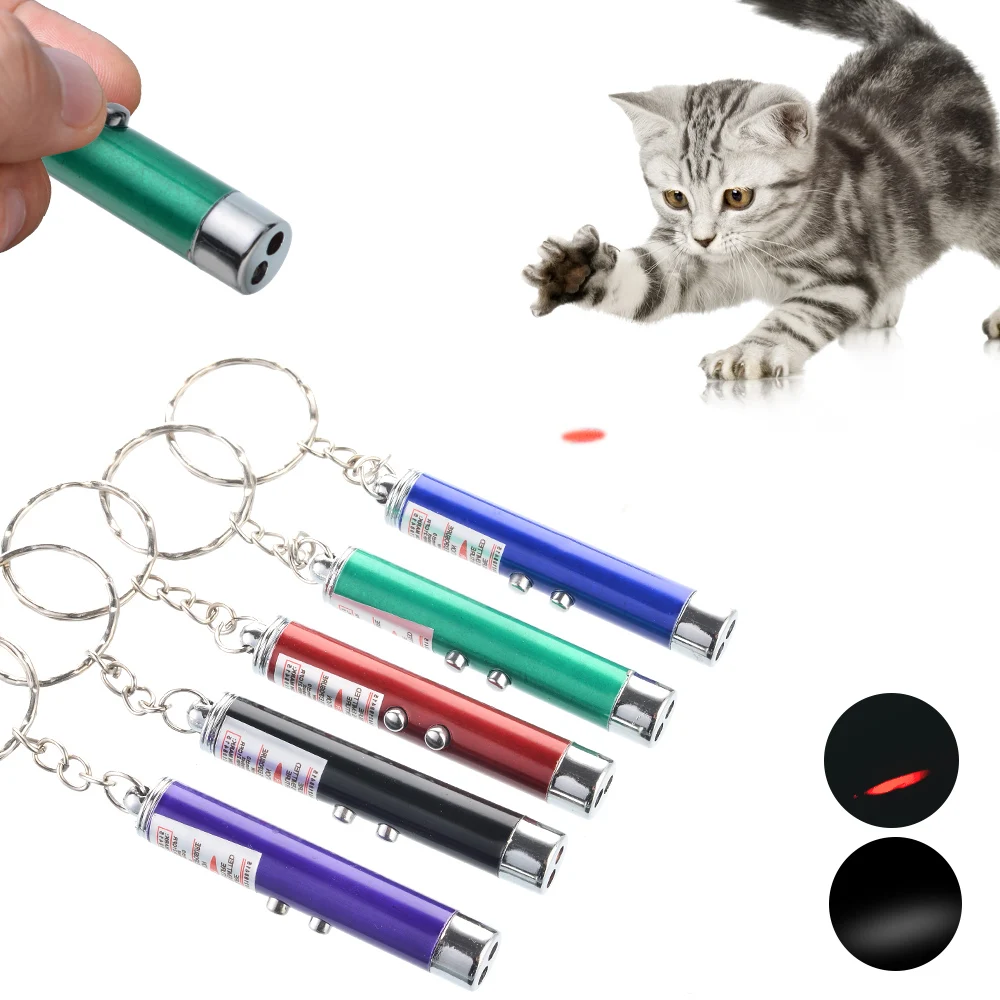  2in 1 игрушечная кошачья LED лазерная указка брелок собака игрушка для кошки 