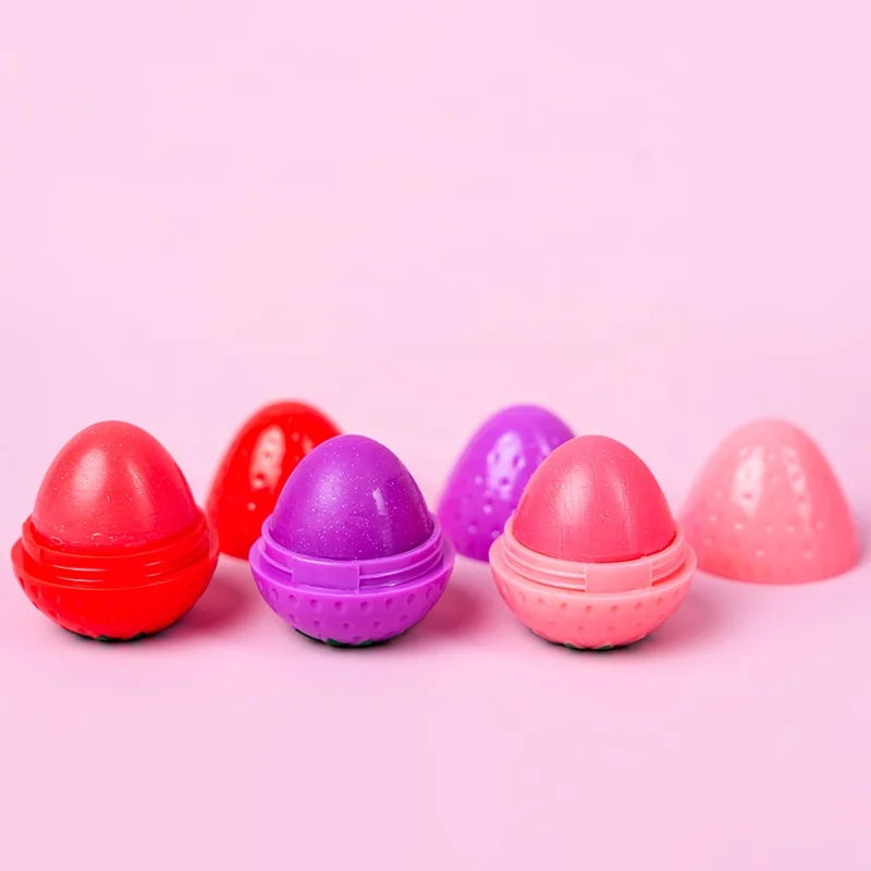 Wholesale Cute Strawberry Shaped Lip Balm Set Moisturizing Cosmetic Kids Fruit Flavor Lipbalm Beauty Makeup Lips Care