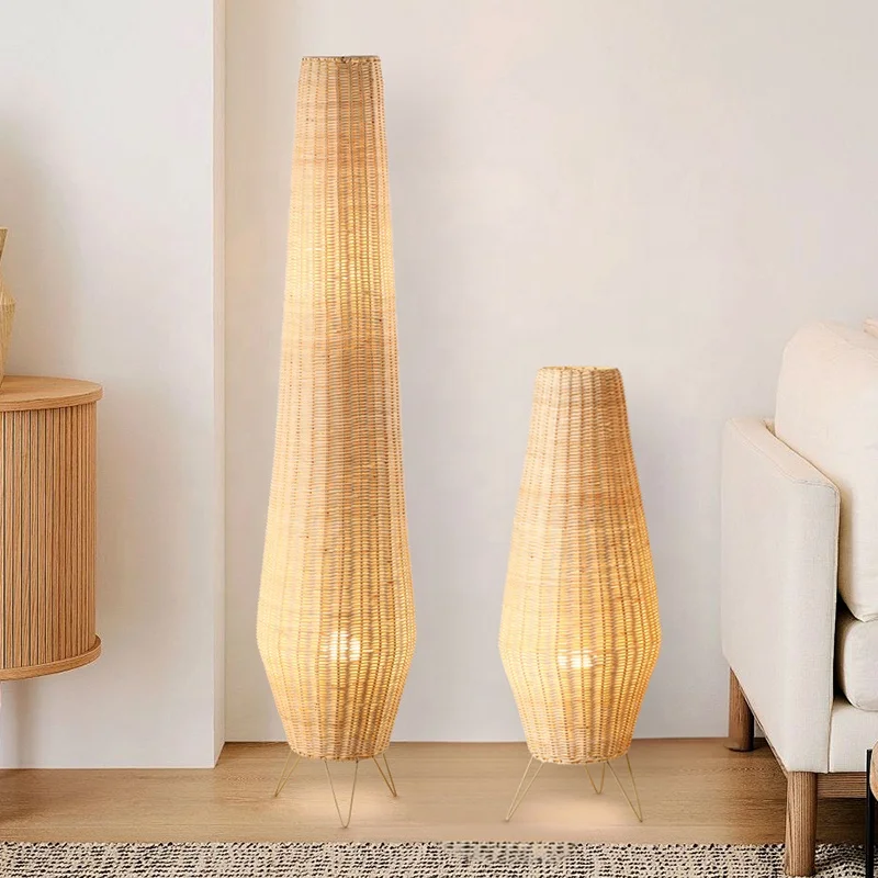 Напольные светильники Wabi-sabi в японском стиле из ротанга тканые напольные для дома спальни отеля гостиной стоячие