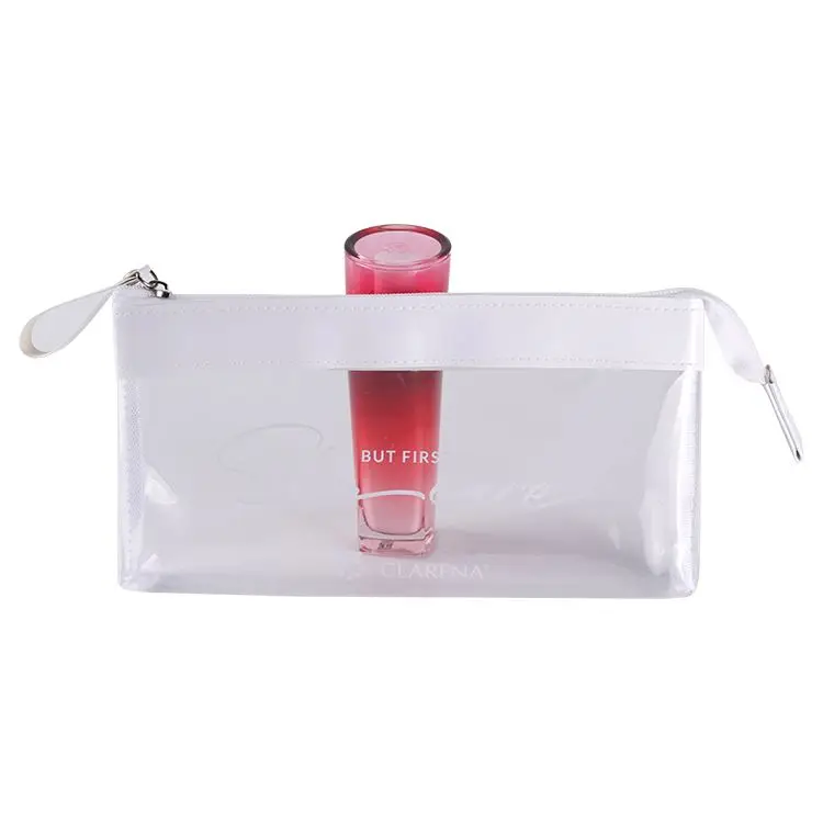 Wholesale custom travel ziplock pvc plastic pu clear transparent cosmetic makeup bag