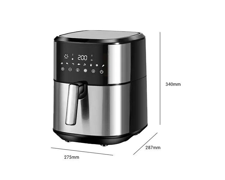 7L 8L Dual Heater No Oil Fast Cooking 2 Heating Deep Oven Stainless Steel Liner Smart Front 8-key Touch Screen Control Air Fryer