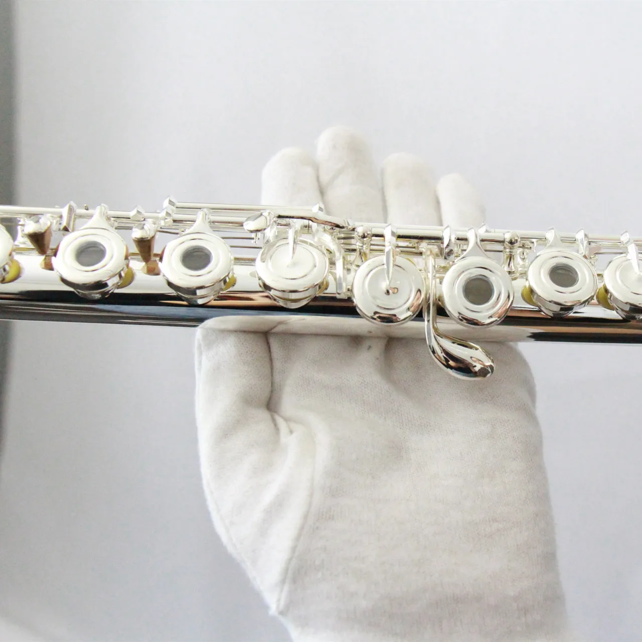 Professional music band woodwind Instrument 17 open Holes C tone Solid Sliver Body Sliver Plate Sliver Mechanism Flute