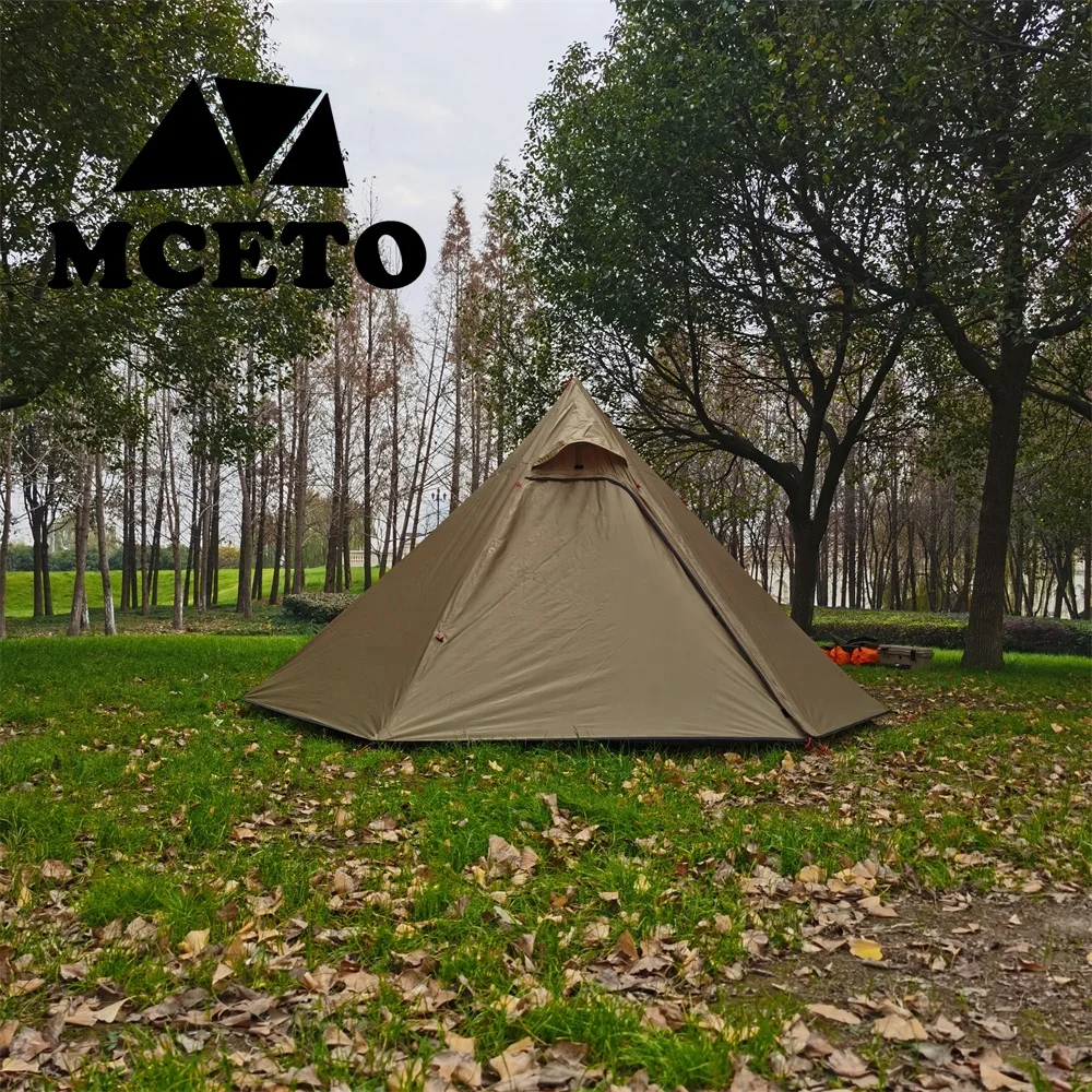 MCETO Ultralight hunting 3 Person Pyramid Tent Hexagonal Camping Double Layer Tipi Hunting Equipment