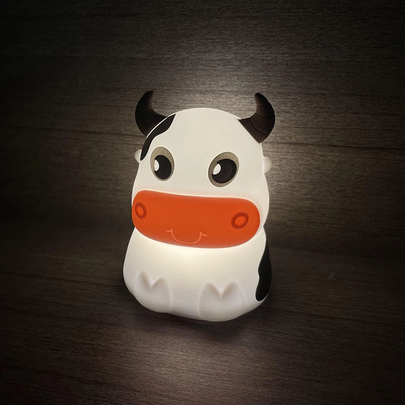 Touch Sensor Bedroom Bedside Lamp For Kids Baby Gift Cute Cow Night Light Silicone Night Lamp