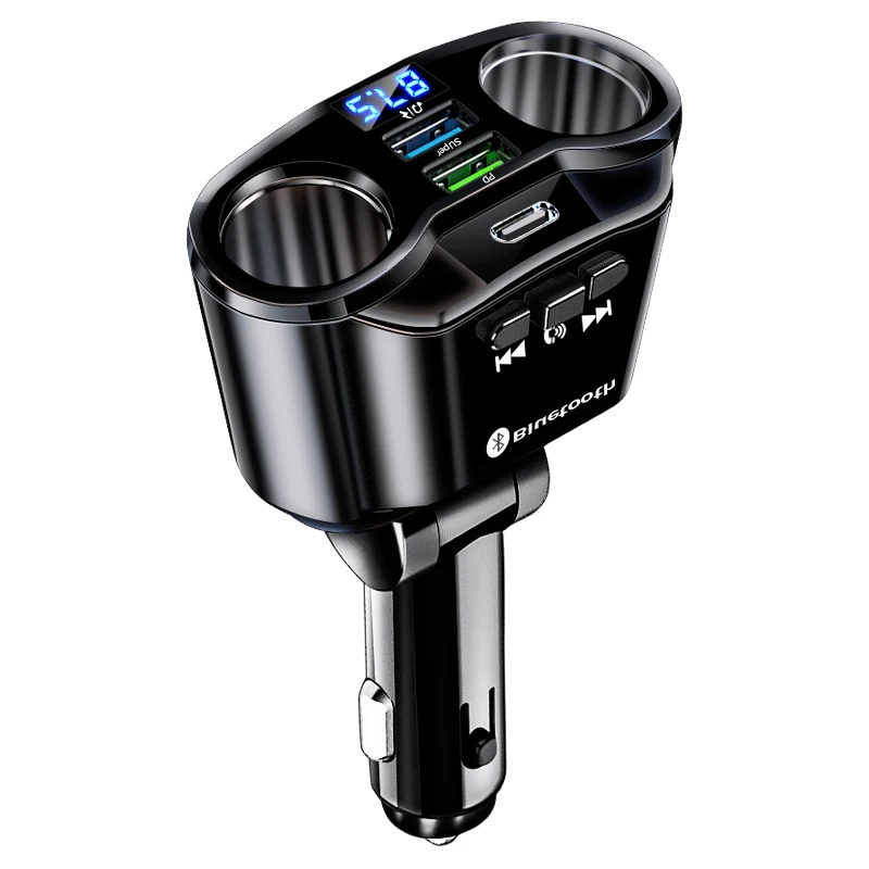 Double End Cigarette Lighter With 3 Jacks And Bluetooth Car Charger To Play Songs Bluetooth Speaker