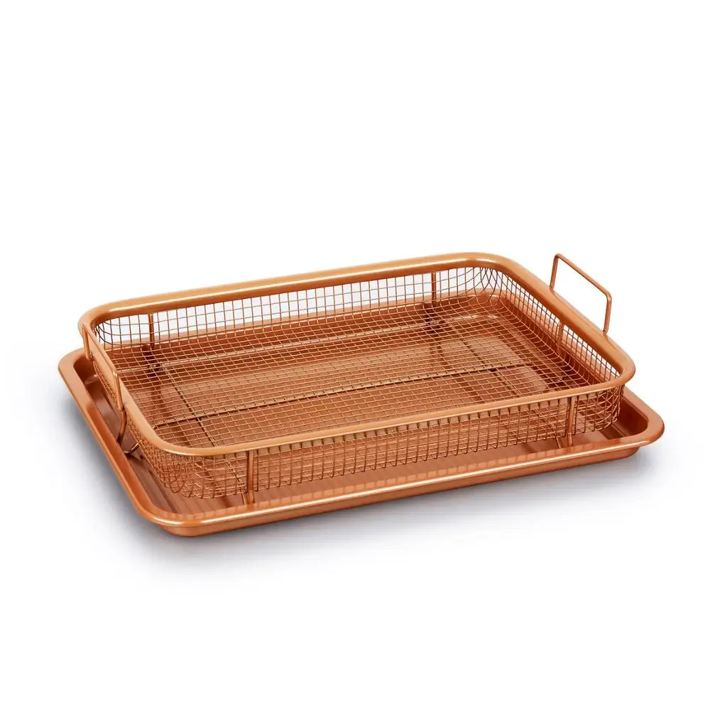Non Stick Cookie Sheet Tray Crisper Tray Air Fry Mesh Basket Set Baking Pan