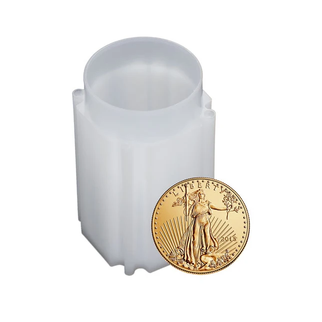 Cheap 1oz Empty Silver Coin Tubes Carrier Box , Square White Plastic Guardhouse Quarter Coin Storage Tube Holders