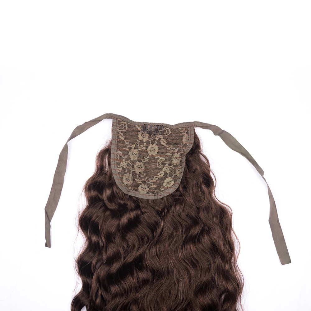 100% Human Hair Virgin Pony Tails Hair Extensions Double Drawn Natural Clip in Wrap Around Drawstring Ponytail Human Hair