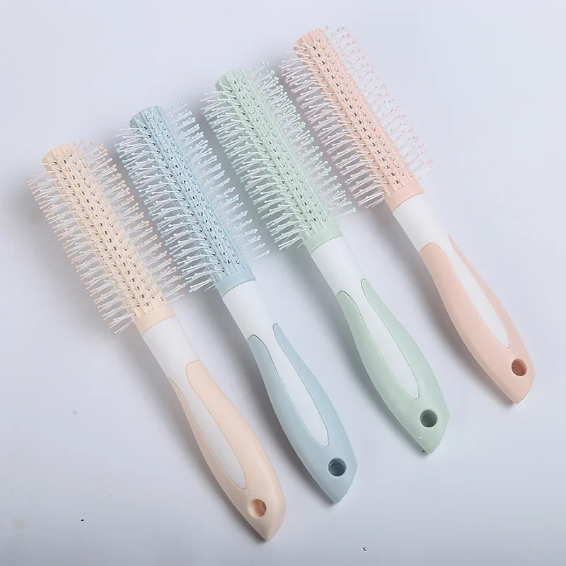
curly hair salon round roller comb simple color matching massage round roller comb horn comb 