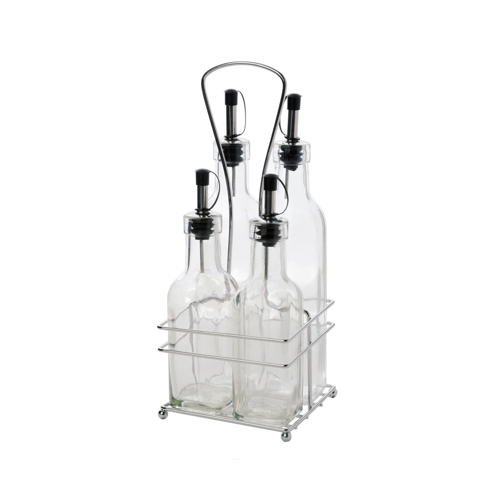 200 ml and 300 ml glass olive oil vinegar bottles with pourer lids