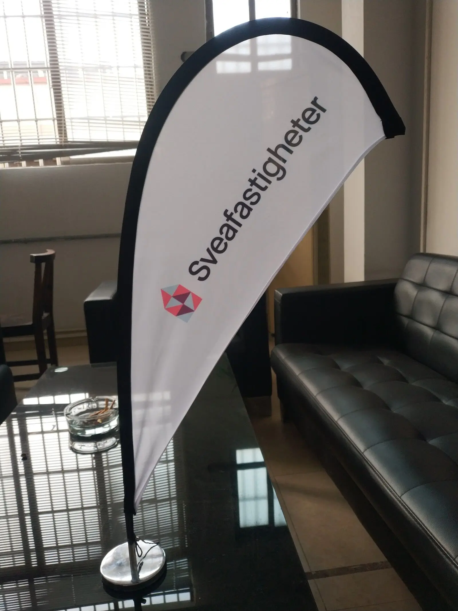Double Sided Polyester Telescopic Iron Flagpole Landing Table Conference Office Flag