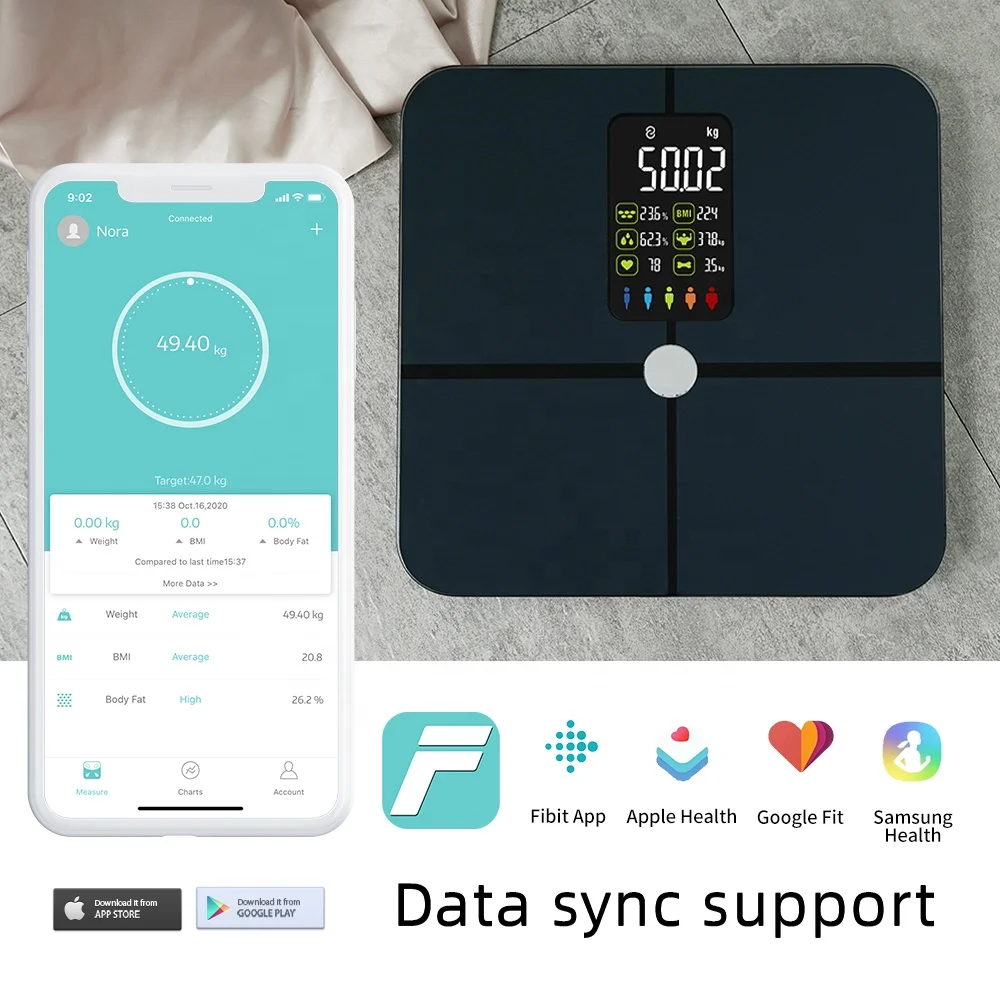 USB зарядка питания умные весы с бесплатным приложением fitday взвешивания Smart Digital жировых отложений измерительная шкала