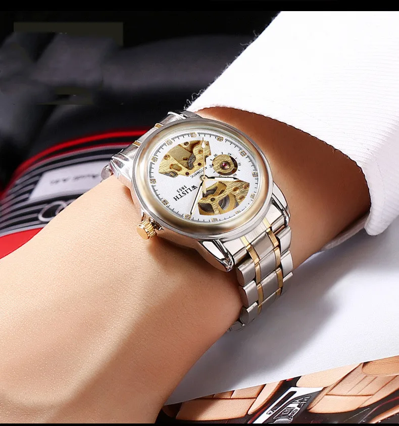 Механические часы полые водонепроницаемые светящиеся мужские деловые металлические роскошные часы Модные новейшие дешевые