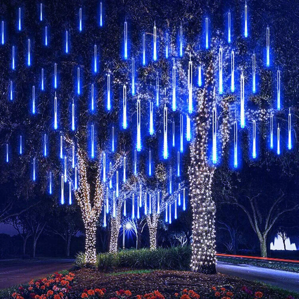 Waterproof EU Plug Garland 8 Tubes LED Meteor Shower Rain string light