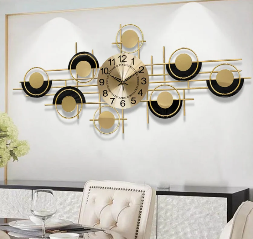 2022 New Arrival Nordic Light Luxury Style wall Clock Metal Home Wall Decor Creative Round Decorative Wall Clock For Room Decor