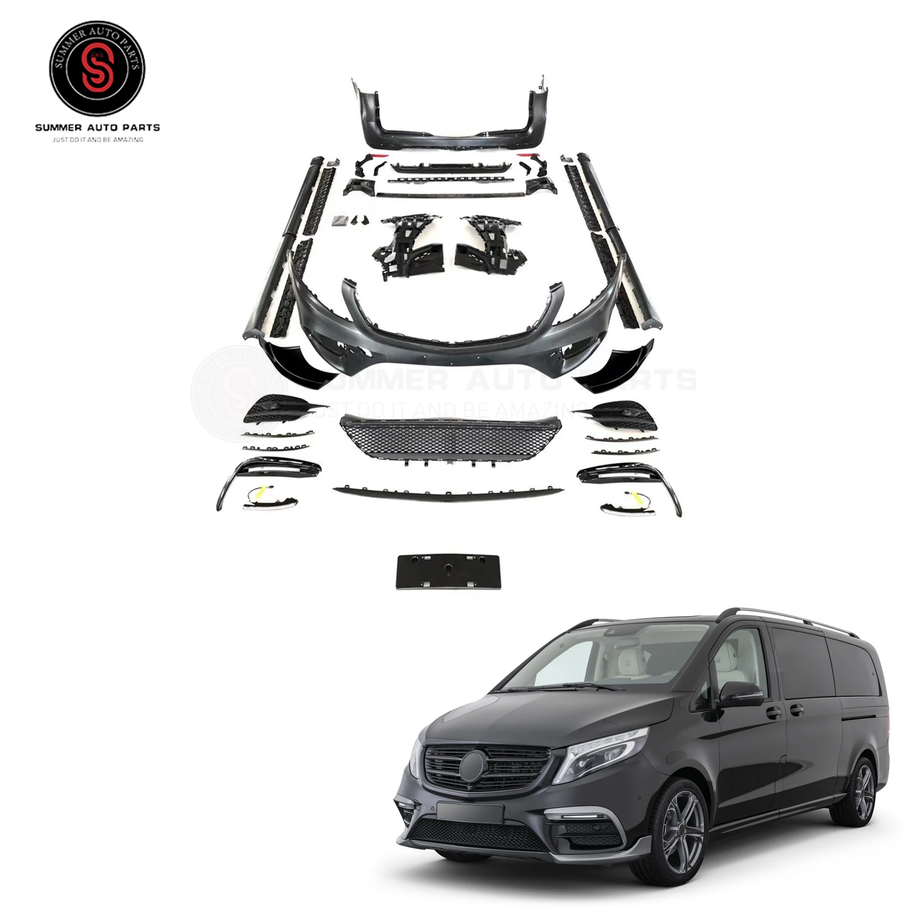 Front Bumper Mesh Grille Facelift full China Manufacture Body Kits for V Class W447 Upgrade to B design Style