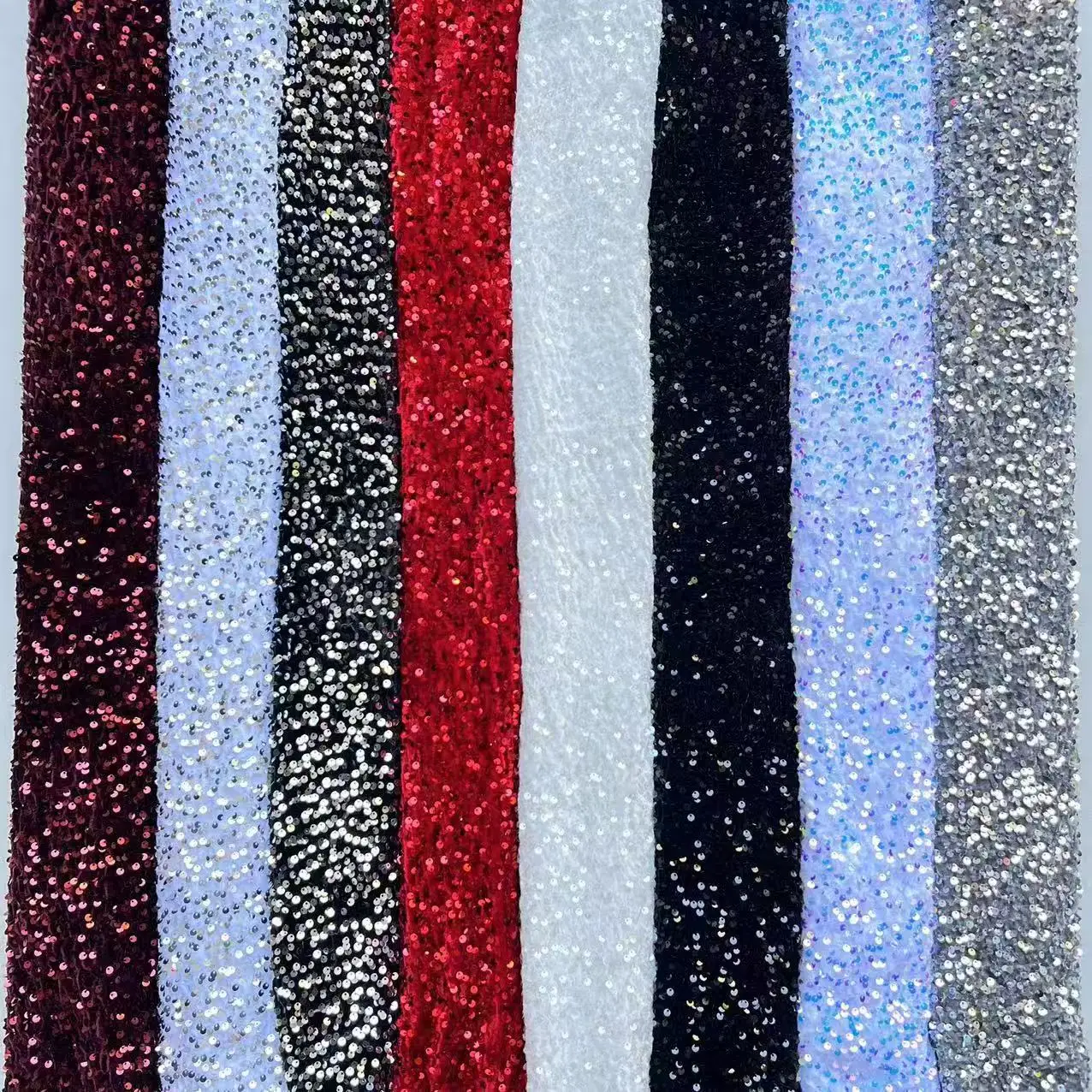 Hot selling high quality china wholesale 3d embroidery shiny multicolor sequin on stretch velvet fabric for dress