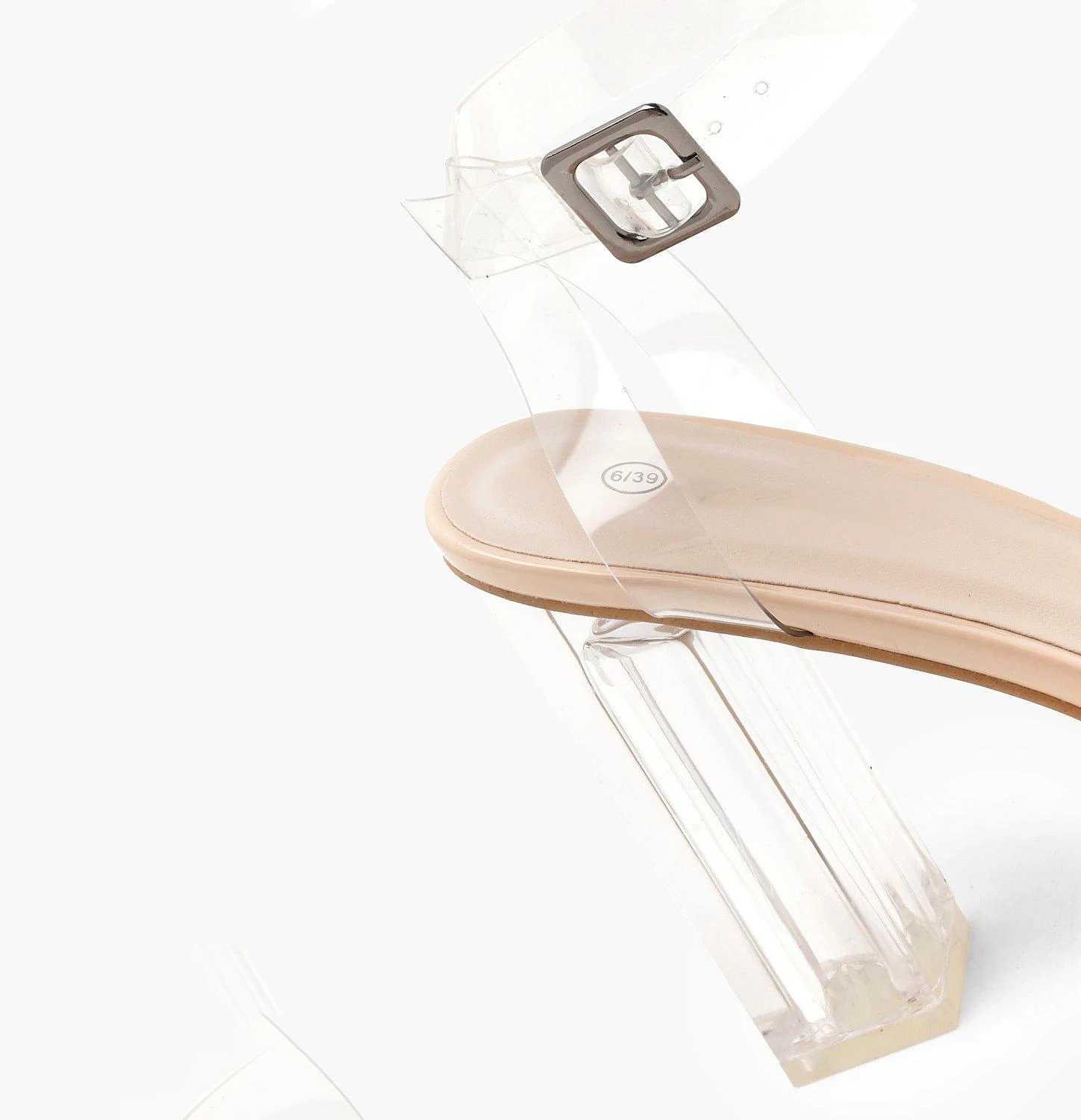 2022  transparent thick shoes women ladies pvc clear mules shoes high heels summer slide heeled Clear Block Barely There Heels