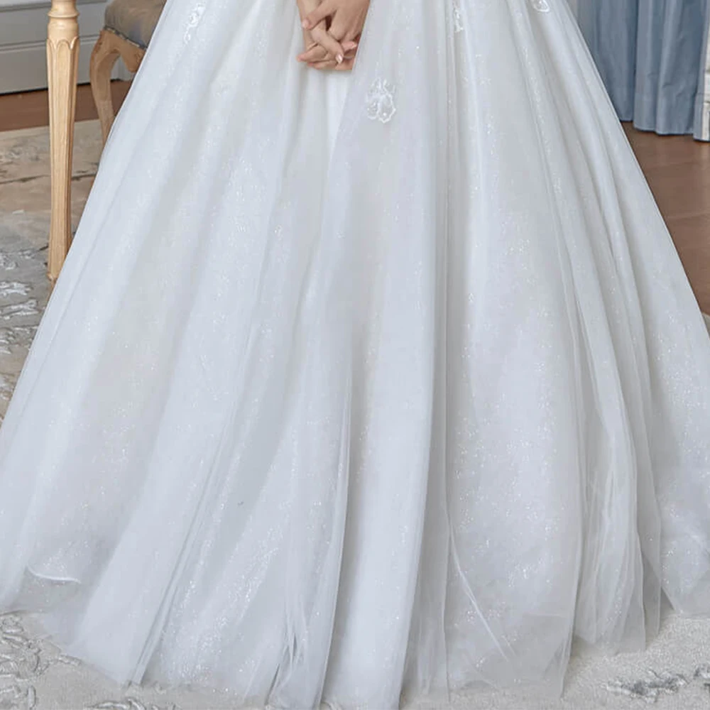 Custom Sequin Lace Plus Grid Gauze Delicate Soft French Lace Bridal Wedding Dress