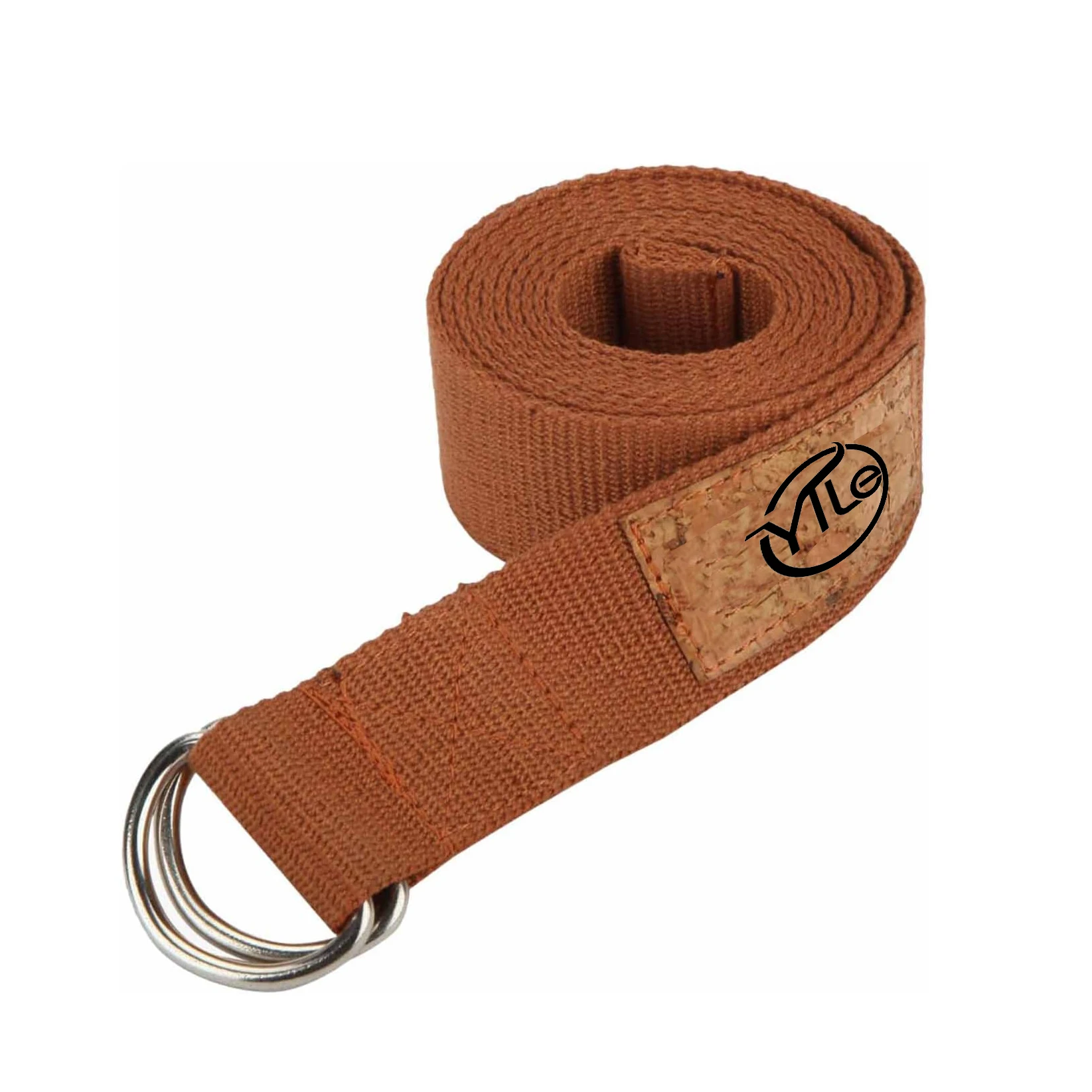Custom label gym fitness exercise strap yoga stretching leather yoga luxurious sports cotton straps with loops
