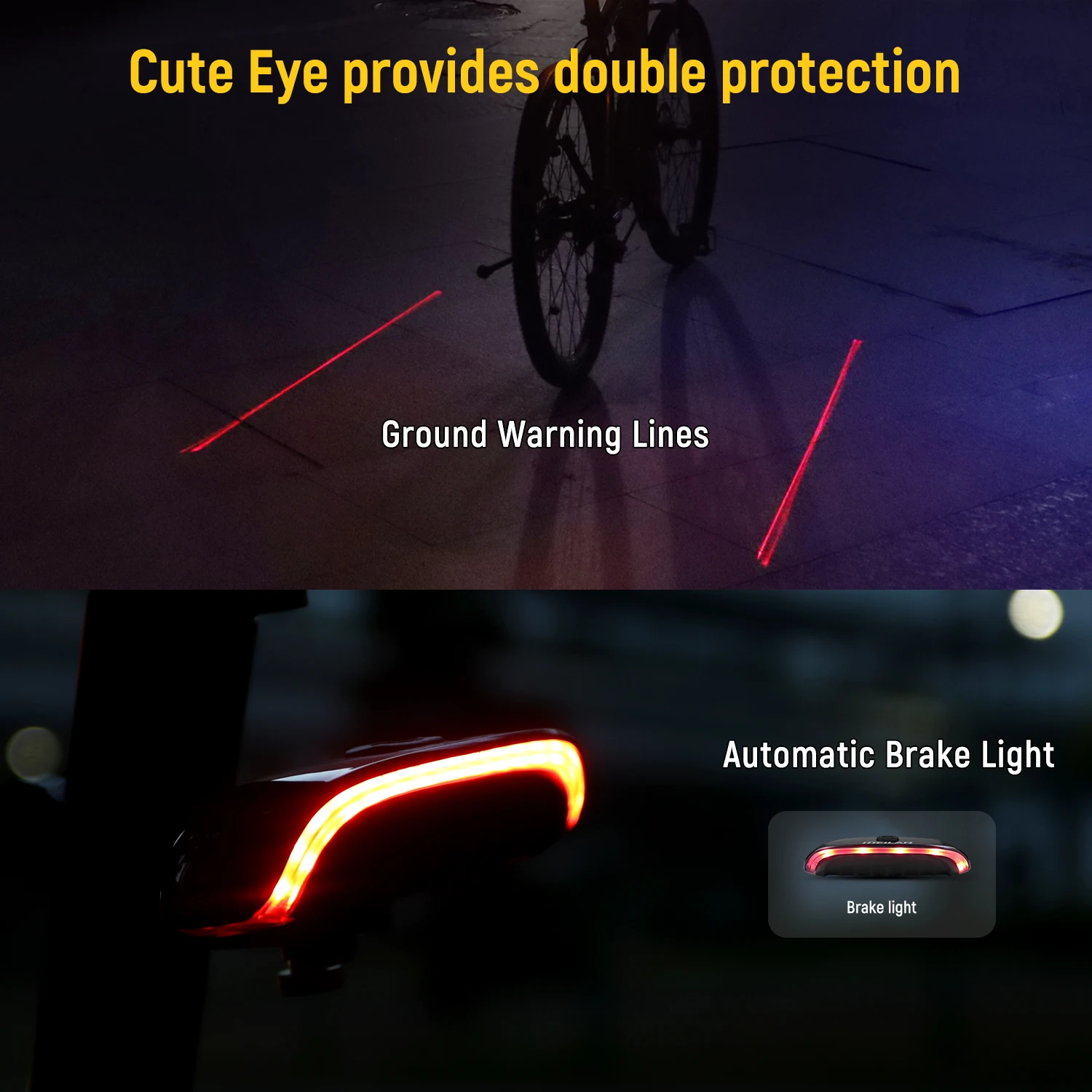 Brightness Smart Bike Accessory Meilan Bicycle Rear Light Cute Eye Road Accessories Bike Riding Tail Light With Remote Control