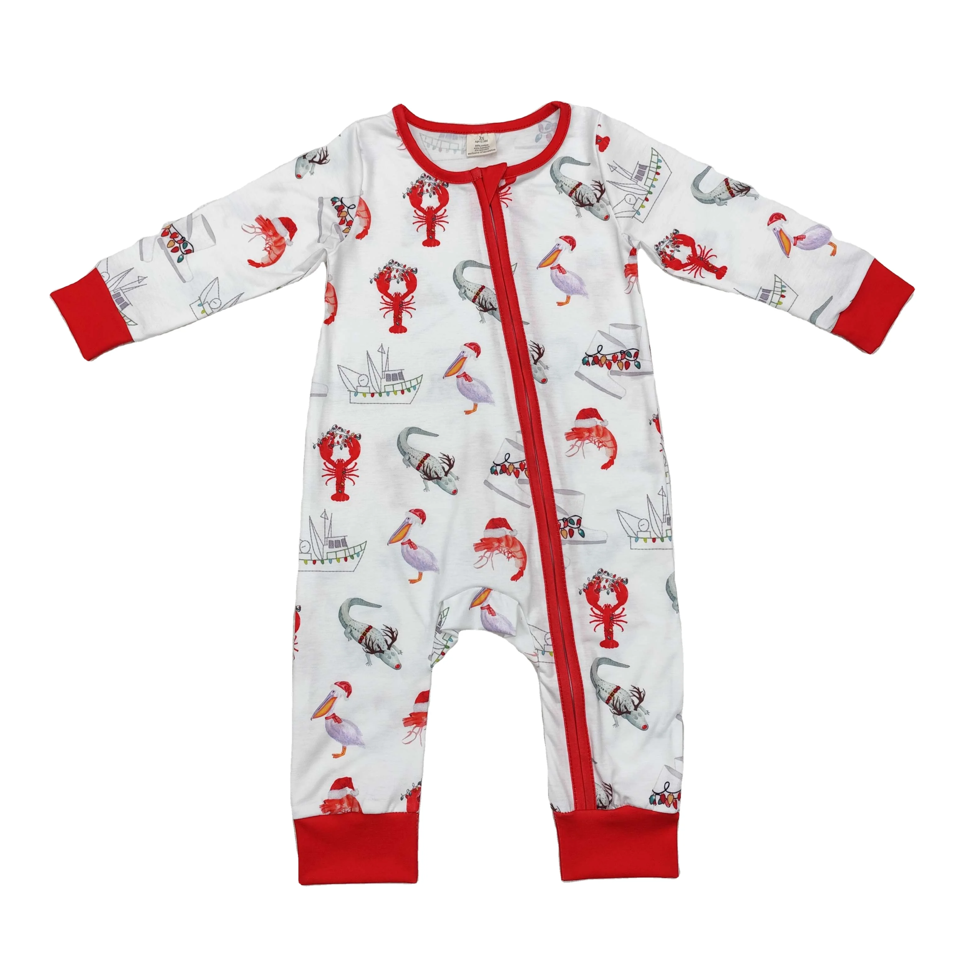 High Quality Baby Clothes Boys Corn Crayfish Print Long Sleeve Onesie Boys Winter Romper