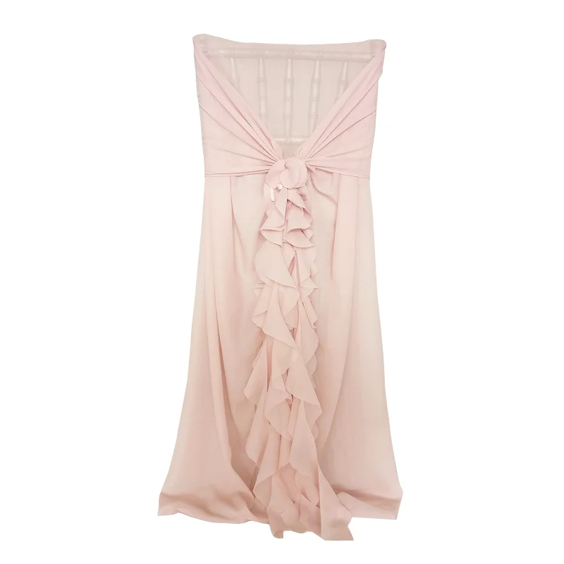 Шифоновый чехол на стул с поясом и капюшоном для свадьбы