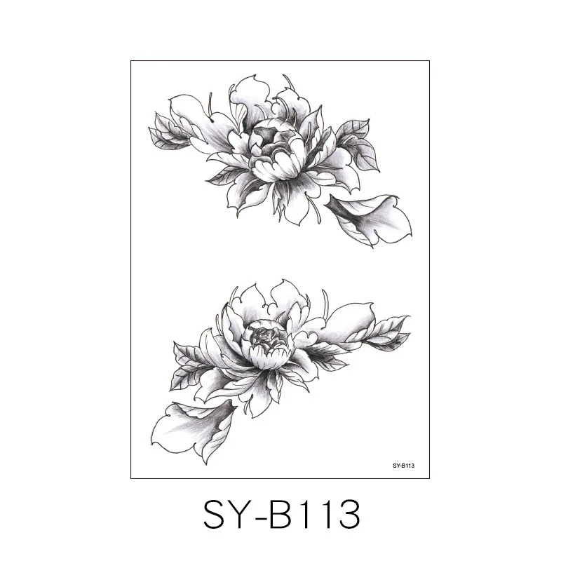 weimei Hand Rose Peony Sexy Flower Tattoo Sticker for Girls Black Temporary Tattoo Designs Realistic Tattoo Stickers