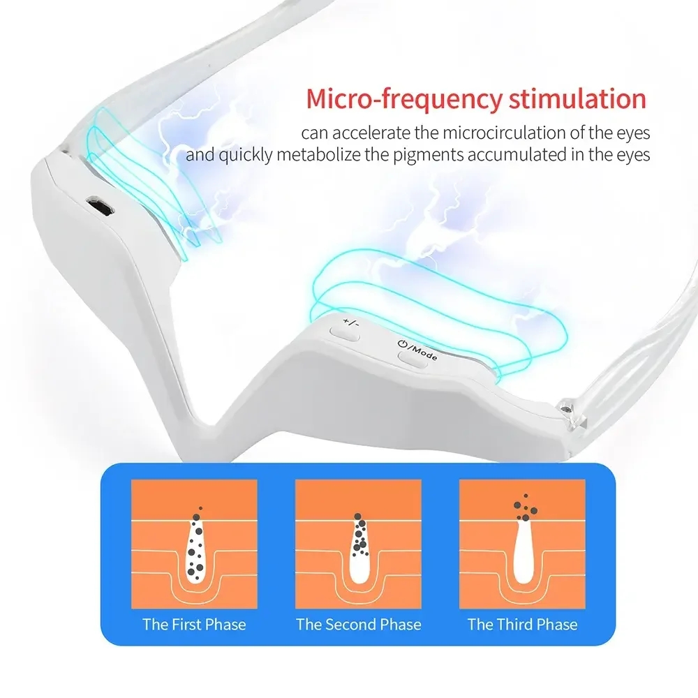Wearable Heating Relief Eye Facial Relaxation Microcurrent Red Light Eye Care Therapy Lifting Beauty Device Ems Eye Massager