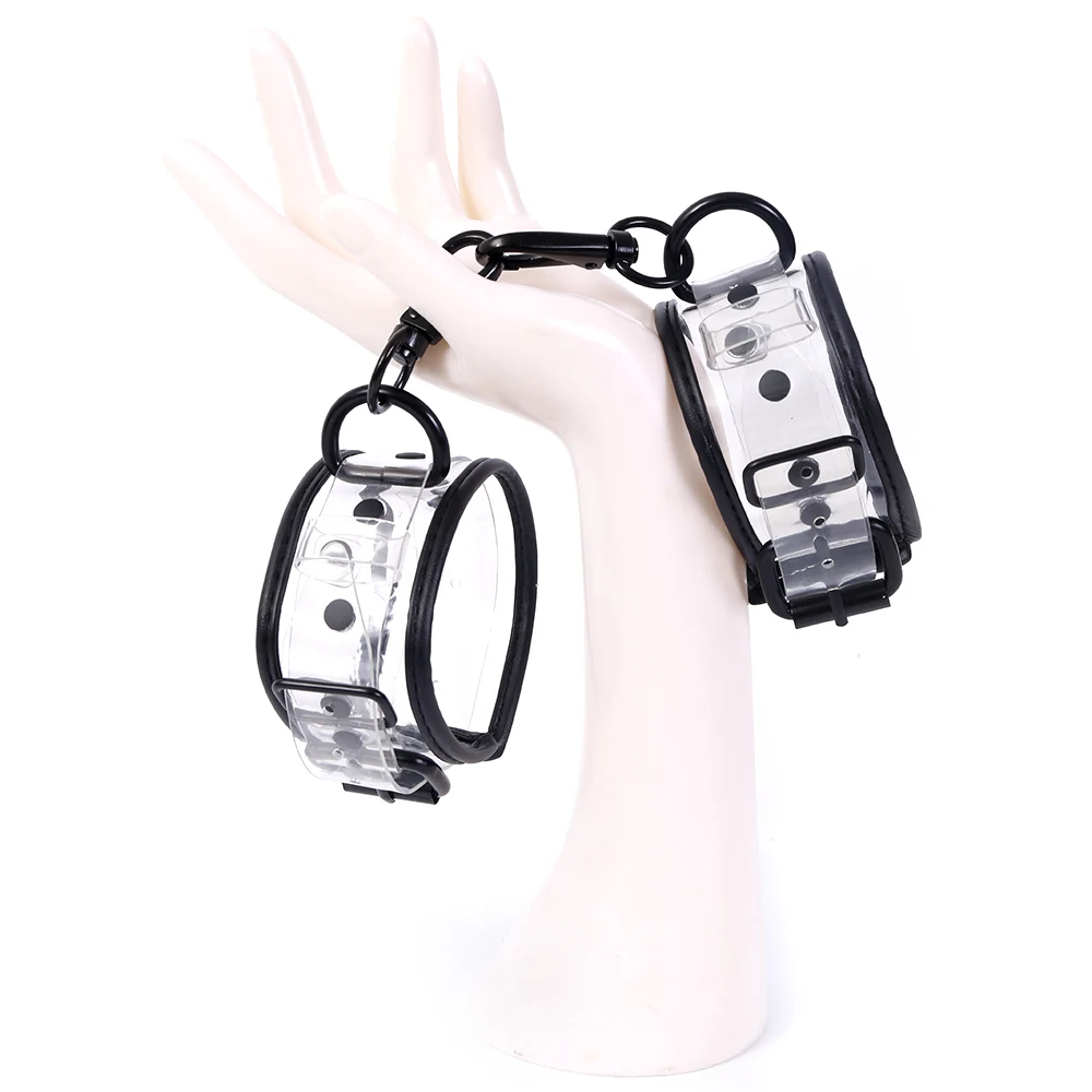 Adjustable Transparent PVC Handcuffs Ankle Cuffs BDSM Roleplay Bondage Fetish Sex Accessories