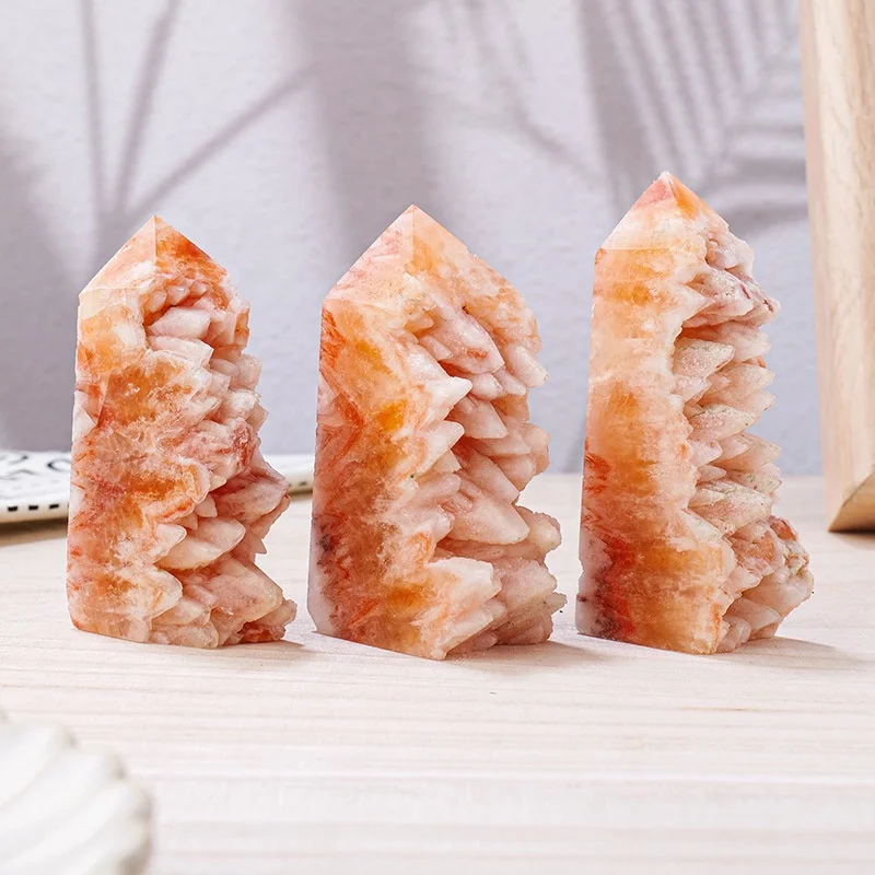 Wholesale raw gemstone specimen tower point healing reiki red crystal teeth point for decoration