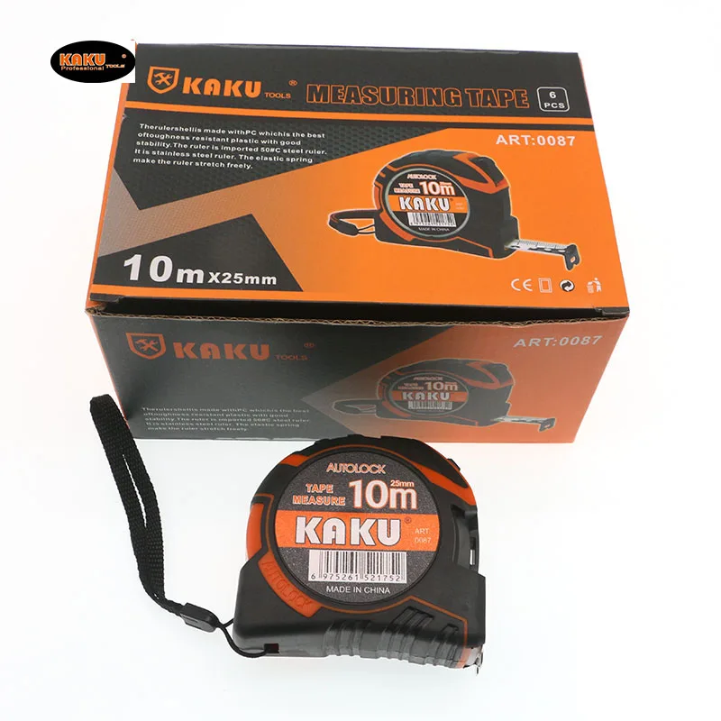 KAKU Best Selling Heavy Duty Measuring Tape 10m Steel Meter Self Lock Tape Measure Tool