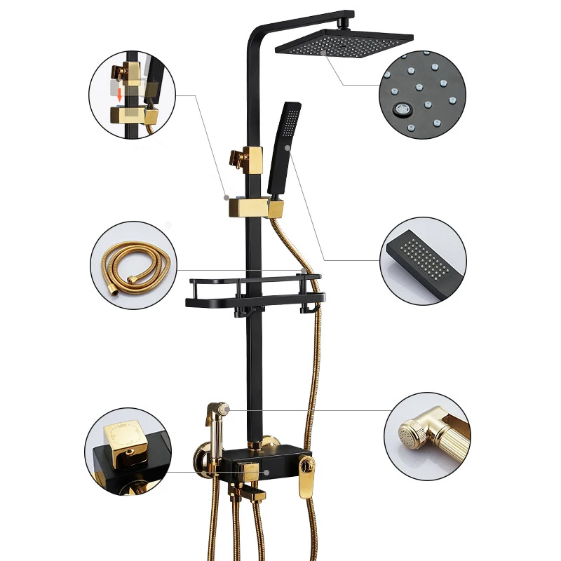 Thermostatic Bath Shower Mixer Set Bathroom Rainfall Shower Quality Brass Bathtub Faucets Head White Shower set System