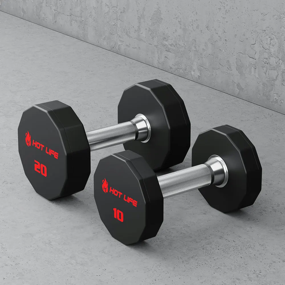 Bodybuilding Commercial lb kg Black PU Urethane Dumbbells Factory Price