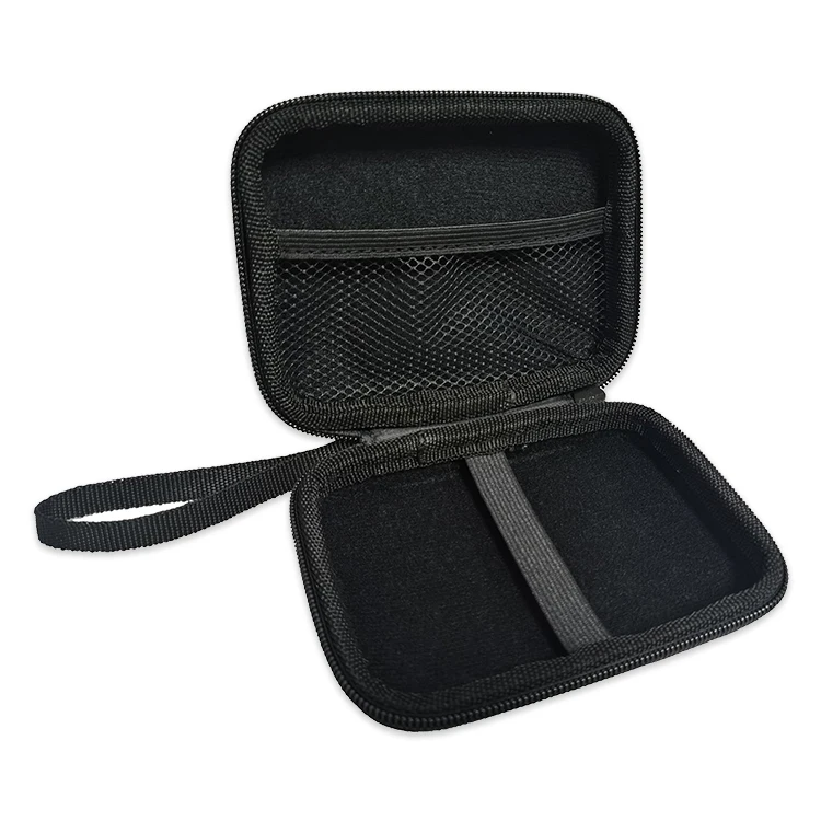 Black PU  hd hdd hard drive external enclosure mobile disk carry eva case bag eva custom cheap with elastic strap