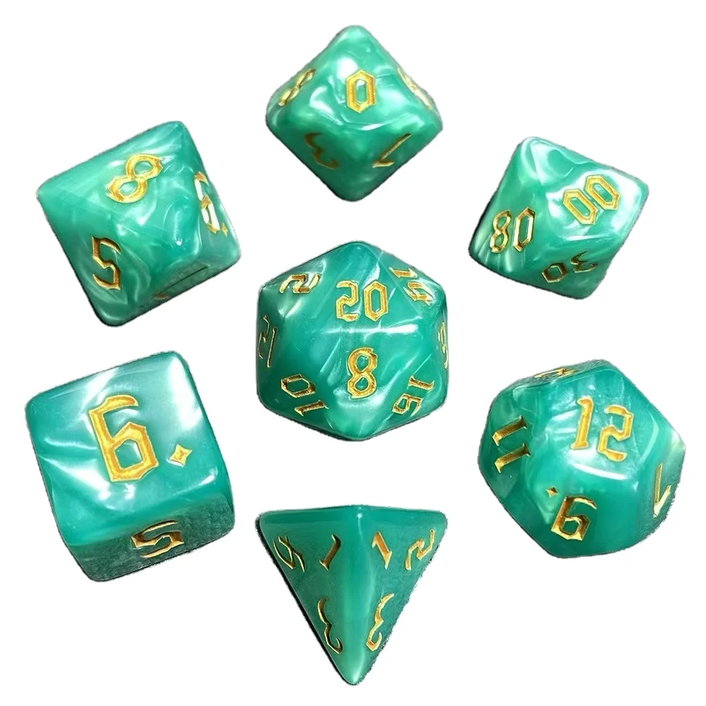 Wholesale custom dice set good quality marbled DND dice set dice for game
