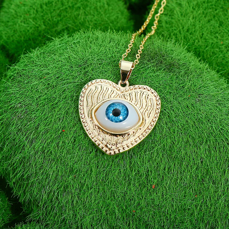 Multi Designs 18k Gold Plated Blue Turkish Eye Pendant Necklace Geometric Triangle Heart Evil Eyes Necklace