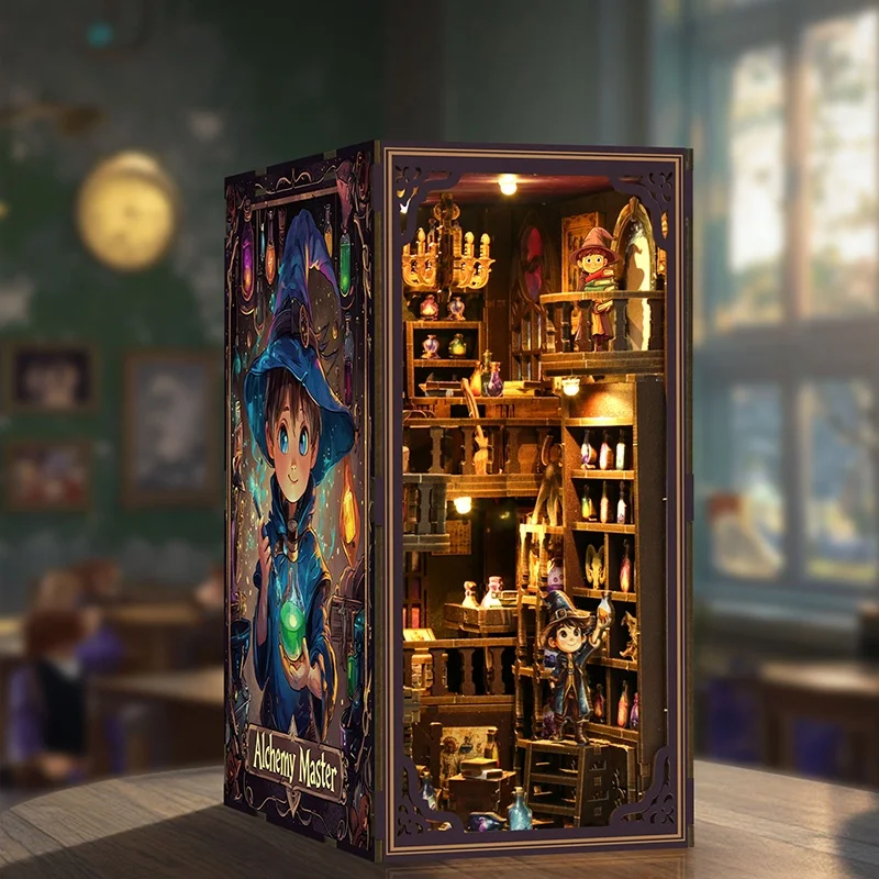 2025 Magic Diy House Miniature Book Nook Kit MDF Dollhouse Nooks for Library Decoration