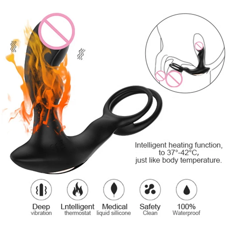 Popular Wireless Remote-controlled Prostate Massager Large Big Cock Ring Sexy Butt Plug Set Vibrating Sex Toy Anal Butt Plug